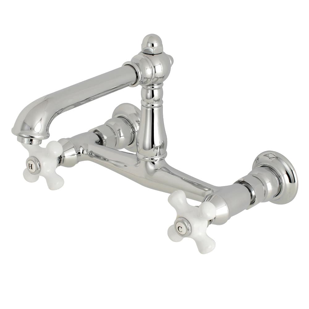 Kingston Brass KS7241PX English Country 1.2 GPM Wall Mounted Bridge, Widespread Bathroom Faucet