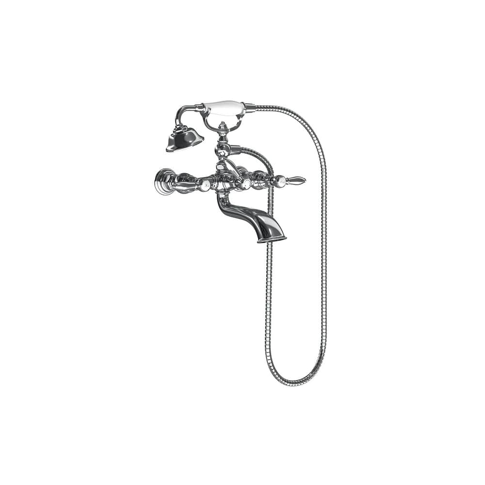Moen S22110 Weymouth Floor Mounted Clawfoot Tub Filler with Built-In Diverter, Lever Handles, and Hand Shower - Risers and Rough-In Sold Separately