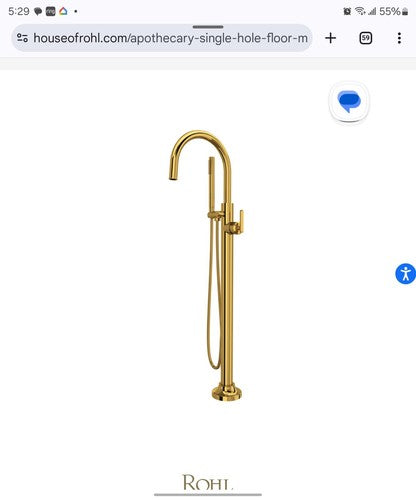 Rohl TTD06HF1LMIB Floor Mounted Tub Filler with Built-In Diverter - Includes Hand Shower