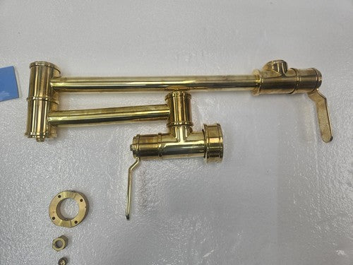 Perrin & Rowe U.4599HT-ULB-2 Wall Mount Pot Filler Faucet UNLACQUERED BRASS