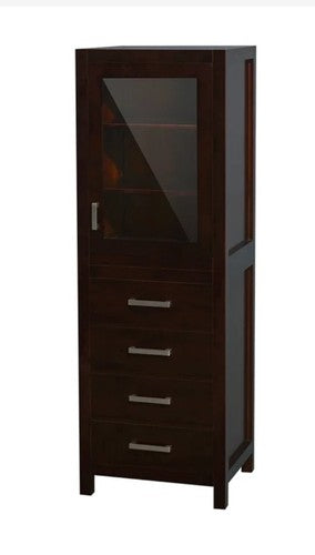 Wyndham Collection Linen Cabinet 24"W x 71.25"H x 20"D 1-Door Tower In Espresso