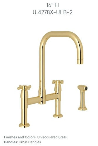 Rohl Perrin & Rowe U.4278X-ULB-2 Holborn Bridge Faucet With Sidespray