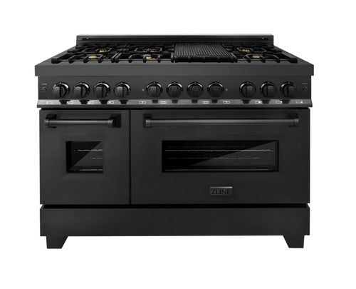 ZLINE 48" Black Stainless 7 Gas Burner/Electric Oven Range RAB-BR-48