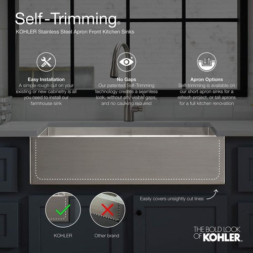 KOHLER 3936-NA Vault(TM) 29-1/2" x 21-1/4" x 9-5/16" Under-Mount Single-Bowl, St