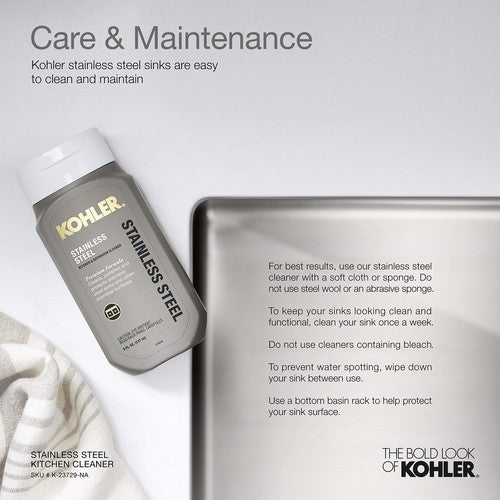KOHLER K-3183-NA Undertone Extra-Large Undercounter Kitchen Sink, Stainless Stee