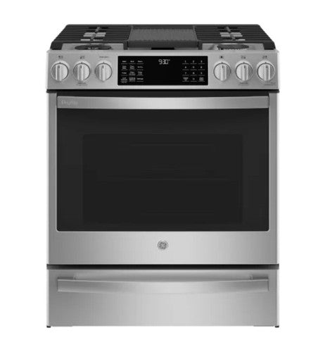 GE 30 Inch Smart Dual Fuel Slide-In Gas Range with 5 Sealed Burners P2S930YPFS