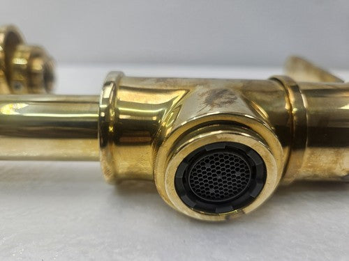 Perrin & Rowe U.4599HT-ULB-2 Wall Mount Pot Filler Faucet UNLACQUERED BRASS