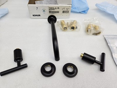 Kohler K-T14414-3-BL Purist 1.2 GPM Wall Mounted Widespread Bathroom Faucet