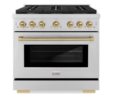 ZLINE Autograph 36" Range And Wall Mounted Range Hood SGRZ-36-CB & KB4STZ-36-CB