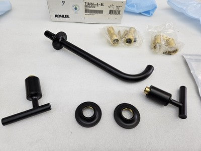 Kohler K-T14414-3-BL Purist 1.2 GPM Wall Mounted Widespread Bathroom Faucet