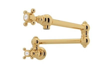 Rohl A1451XMULB-2 Wall Mount Swing Arm Pot Filler - Unlacquered Brass