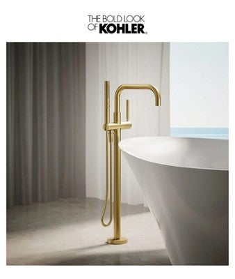 Kohler Purist Floor-Mount Bath Filler Brushed Moderne Brass K-T97328-4-2MB