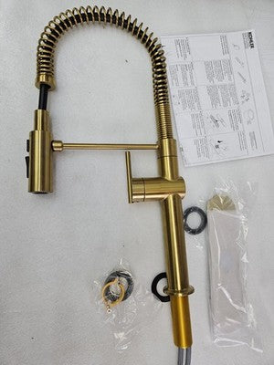 Kohler K-22973-2MB Crue Semi-Professional Single Hole Kitchen Faucet with Three-Function Spray Head