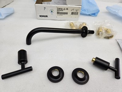 Kohler K-T14414-3-BL Purist 1.2 GPM Wall Mounted Widespread Bathroom Faucet