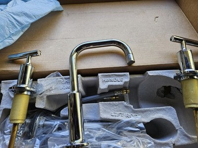 Kohler K-14406-4-CP Purist 1.2 GPM Widespread Bathroom Faucet with Pop-Up Drain Assembly