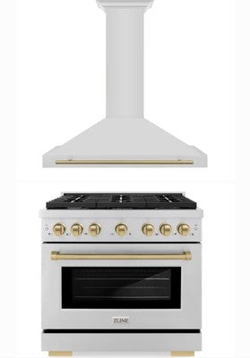 ZLINE Autograph 36" Range And Wall Mounted Range Hood SGRZ-36-CB & KB4STZ-36-CB