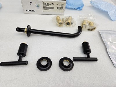 Kohler K-T14414-3-BL Purist 1.2 GPM Wall Mounted Widespread Bathroom Faucet