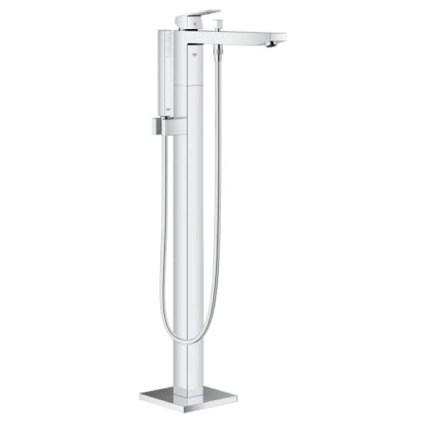 Grohe 23672001 Eurocube Floor Mounted Tub Filler with Handle and Built-In Diverter - Includes Personal Hand Shower