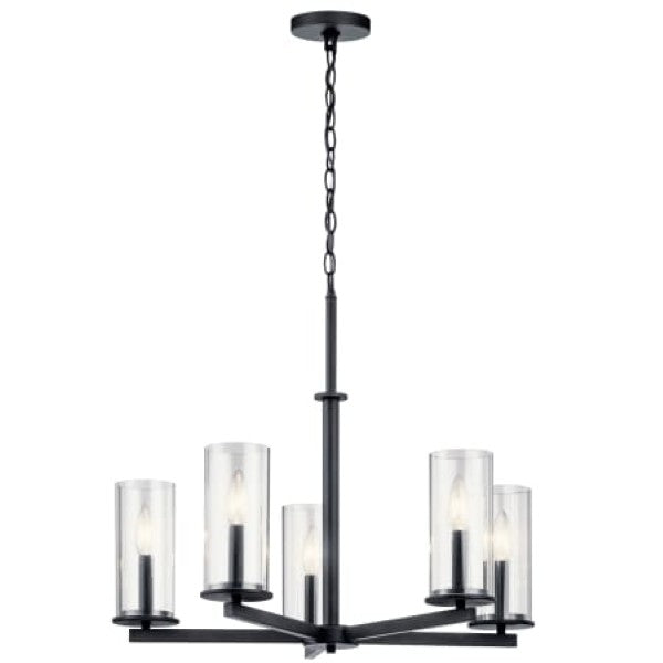 Kichler 43999BK Crosby 5 Light 27" Wide Taper Candle Chandelier