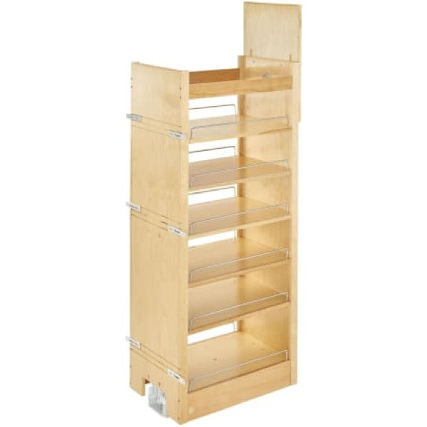 Rev-A-Shelf 448-TPF51-14-1 Wood Classics 14"W x 51" Tall Cabinet Pull Out Pantry Organizer with Soft Close
