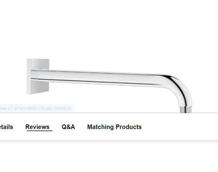 Grohe 27489000 12" Rain Shower Arm with Square Flange and 1-2" Threaded Conncection