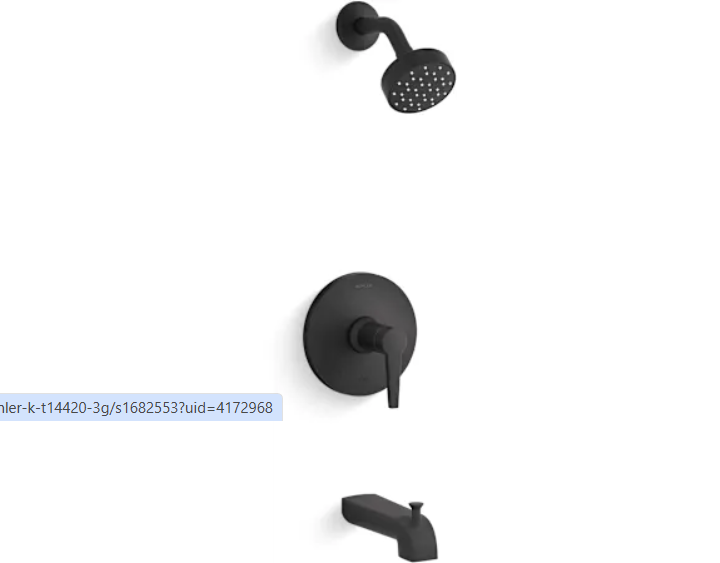 Kohler K-TS97074-4G-BL Pitch Tub and Shower Trim Package with 1.75 GPM Single Function Shower Head