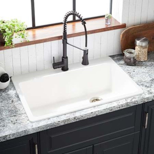 Signature Hardware SHGR1B3322WH Totten 33 Drop In - Undermount Single Basi