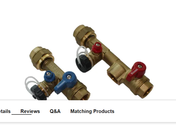 Rinnai MIVK-T-LW In-Line Isolation Valve Kit for Water Heaters