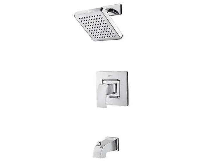 Pfister LG89-8DFC Kenzo Tub and Shower Trim Package Single Handle Pressure Balanced with Raincan Shower Head