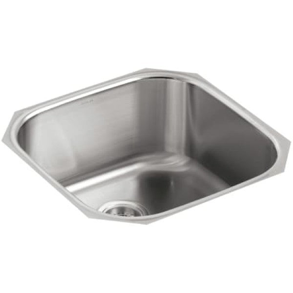 Kohler K-3335-NA Undertone 20" Single Basin Under-Mount 18-Gauge Stainless Steel Kitchen Sink with SilentShield