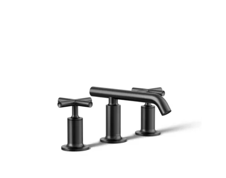 Kohler K-14410-3-BL Purist 1.2 GPM Widespread Bathroom Faucet with Pop-Up Drain Assembly