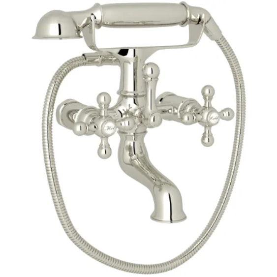 Rohl AC7X-PN Arcana Wall Mounted Tub Filler with Built-In Diverter - Includes Hand Shower