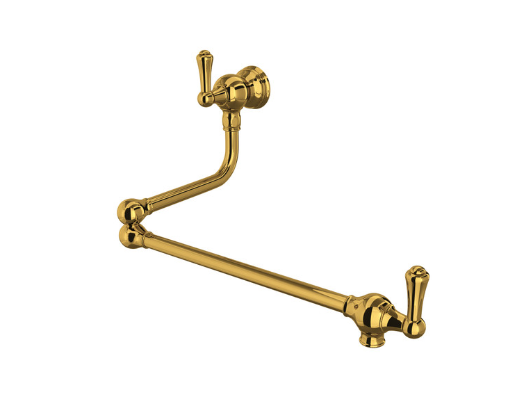 Perrin and Rowe U.4799LS-ULB-2 Wall Mount Swing Arm Pot Filler UNLACQUERED BRASS