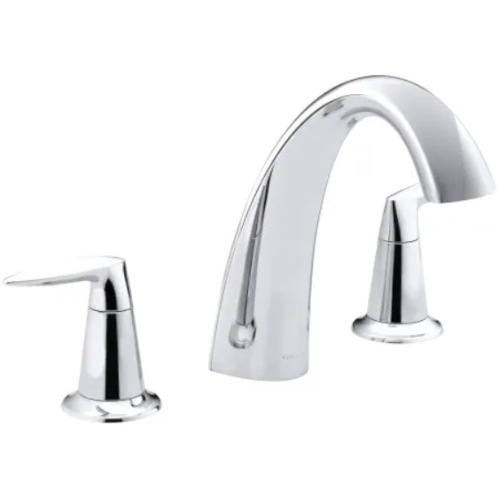 Kohler K-T45115-4-CP Alteo Double Handle Deck Mounted Roman Tub Filler Less Valve with High Arch Non-Diverter Tub Spout
