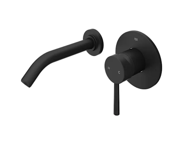Vigo VG05001MB Olus 1.2 GPM 5" H Single Handle Wall Mounted Widespread Bathroom Faucet