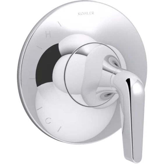 Kohler K-TS24617-4-CP Tempered Pressure Balanced Valve Trim Only with Single Lever Handle - Less Rough In