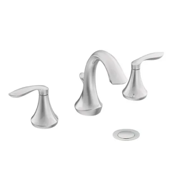Moen T6420 Eva 1.2 GPM Deck Mounted Bathroom Faucet with Pop-Up Plug- Less Drain Assembly