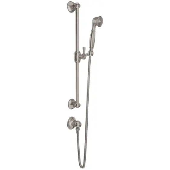 Rohl 1330STN Palladian 1.8 GPM Single Function Hand Shower Package - Includes Slide Bar, Hose, and Wall Supply