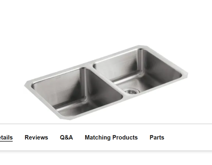 Kohler K-3351-NA #C103 Undertone 32" Double Basin Under-Mount 18-Gauge Stain