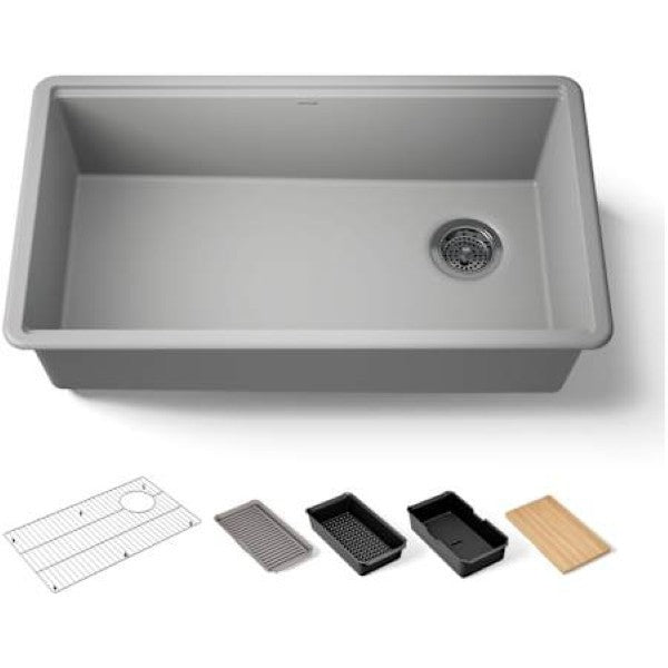 Kohler K-33710-PC-CM4 Billings 32-1-2 Undermount Single Basin Neoroc Composi