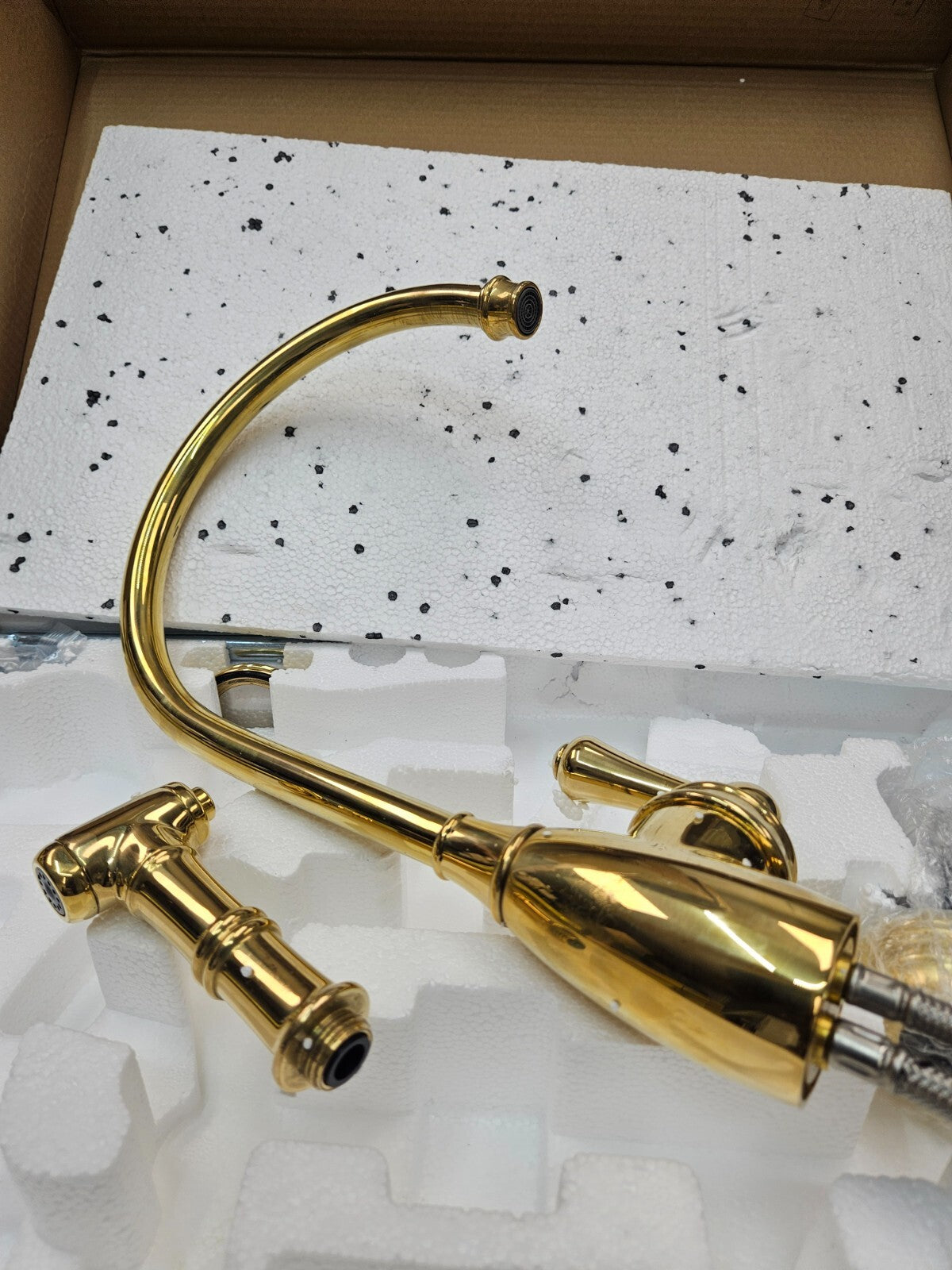 Perrin and Rowe U.4702ULB-2 Single Hole Kitchen Faucet UNLACQUERED BRASS SEE PIC