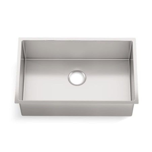 Kohler K-5409-NA Strive 29" Single Basin Undermount 16-Gauge Stainless Steel Kitchen Sink with SilentShield with Basin Rack and Utility Shelf