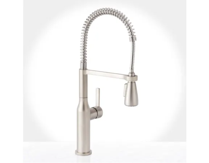 Miseno MNO500LZSS Galleria Pre-Rinse Single Handle Kitchen Faucet with Multi-Flow Spray Head - Includes Optional Deck Plate