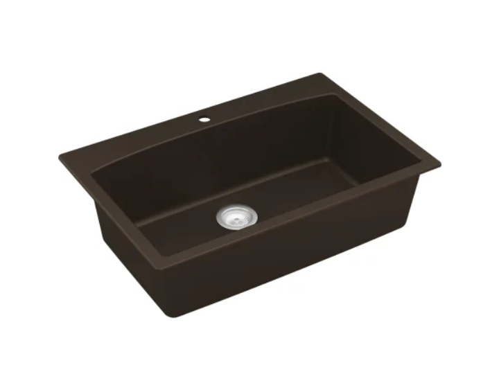 Karran USA QT-712-BR #C107 Quartz QT 33" Drop In Single Basin Quartz Composi