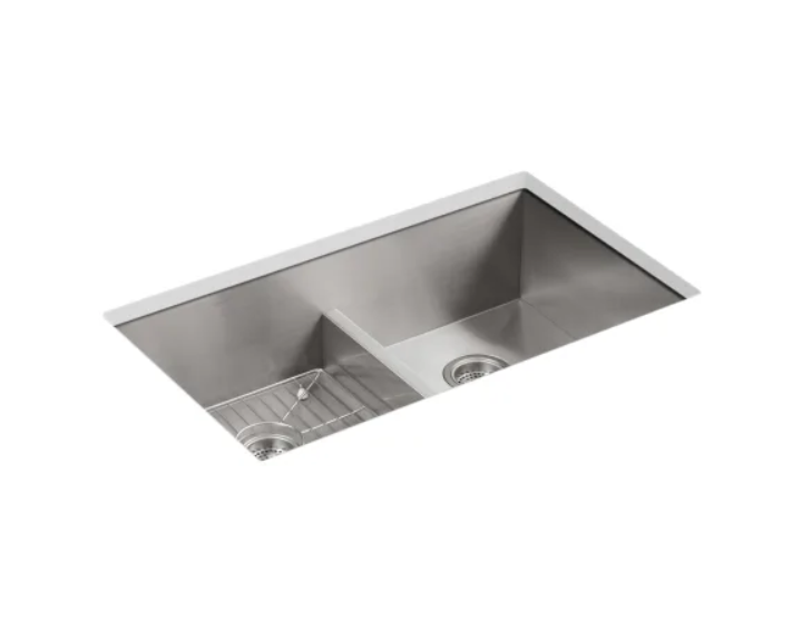 Kohler K-3838-3-NA Vault 33" Double Basin Top-Mount-Under-Mount 18-Gauge Stainless Steel Kitchen Sink with Smart Divide