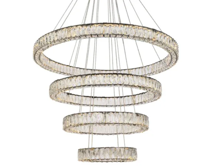 Elegant Lighting 3503G41BK #C95 Monroe 4 Light 42" Wide LED Crystal Ring Cha