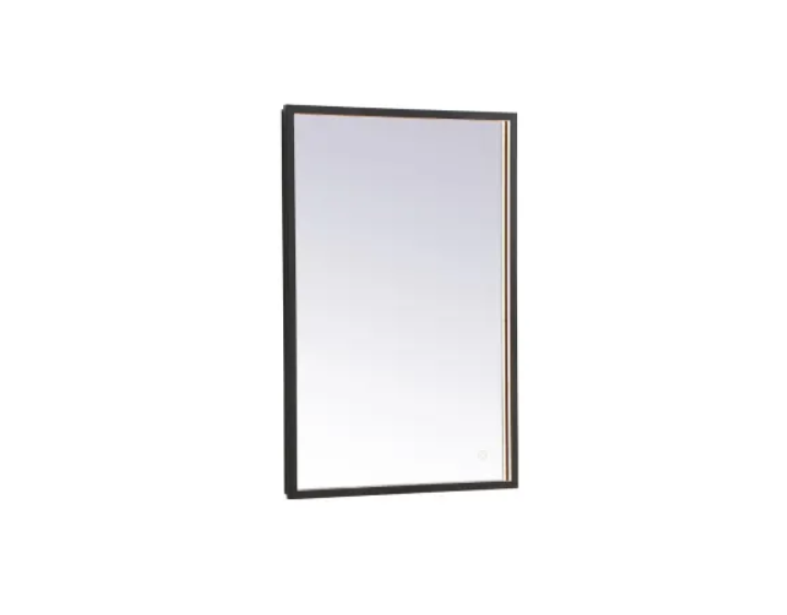 Elegant Lighting MRE61830BK Pier 18" W x 30" H Modern Rectangular Aluminum Framed Bathroom Wall Mirror with LED Lighting