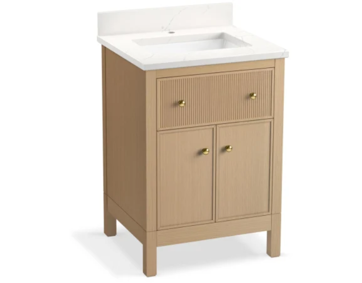Kohler K-35018-SWK Malin by Studio McGee 25" Free Standing Single Basin Vanity Set with Cabinet and Quartz Vanity Top