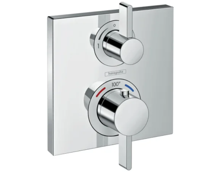 Hansgrohe 15714001 Ecostat Square Thermostatic Valve Trim Only with Integrated Volume Control Diverter for 2 Distinct Functions- Less Rough In