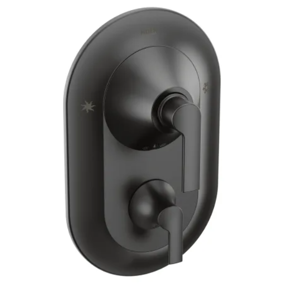 Moen TS2200BL Doux 3 Function Pressure Balanced Valve Trim Only with Double Lever Handles, Integrated Diverter - Less Rough In